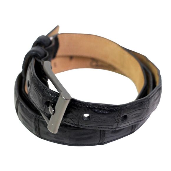 Tommy Bahama Spain BLACK GENUINE CROCODILE 3/4"Wd DRESS WOMEN'S BELT Size L (C71 - Picture 3 of 16